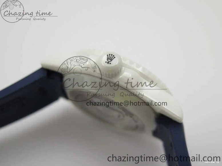 0104 Submariner 40mm White Ceramic 5GF Best Edition Dark Blue Dial on Blue Rubber Strap SA DailyWear 2486
